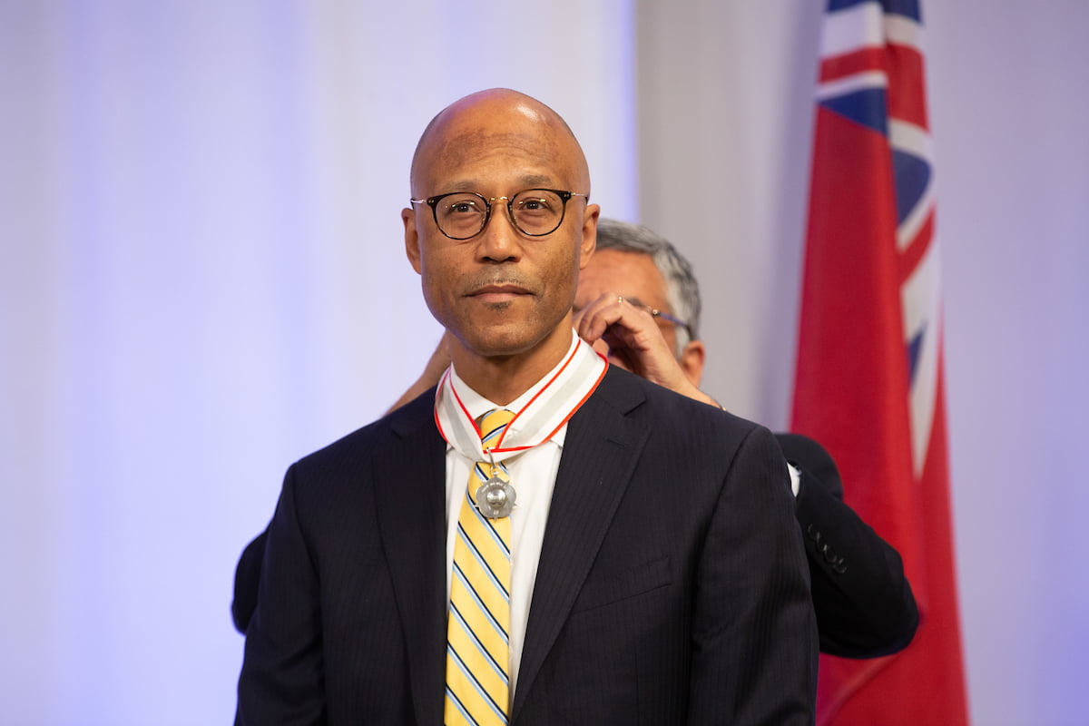 Frank Walwyn receiving a 2019 Law Society Medal