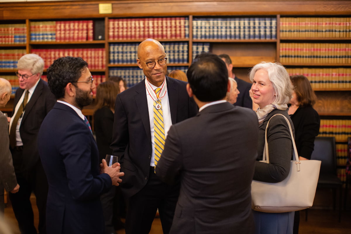 Frank Walwyn speaks with attendees following 2019 Law Society Award ceremony
