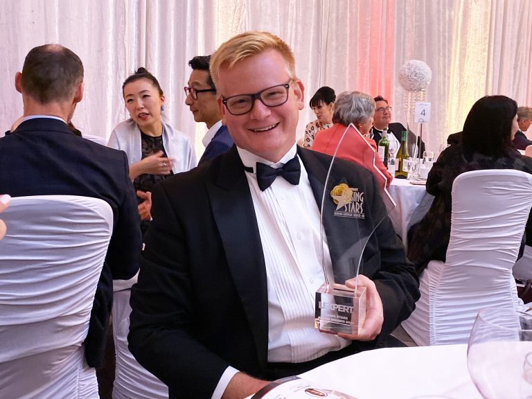 James Kosa with his 2019 Rising Star Award at the Gala on November 7, 2019