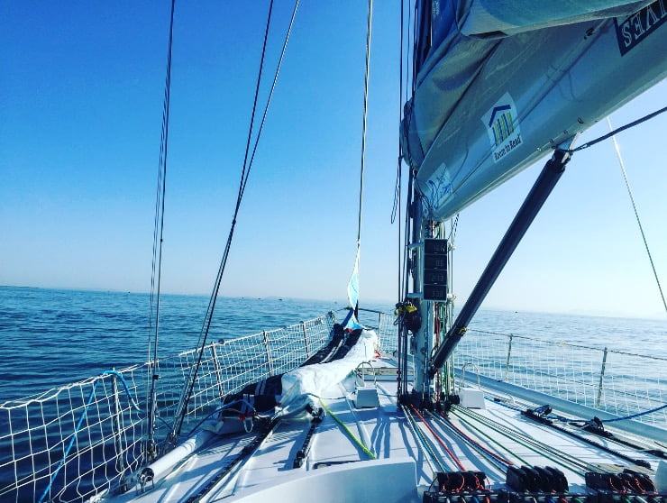 Underway to Seattle in dark blue waters