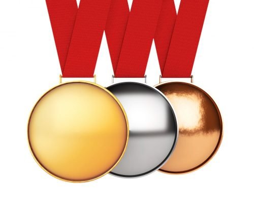Medals Set. Gold, Silver and Bronze Medal. 3d Rendering