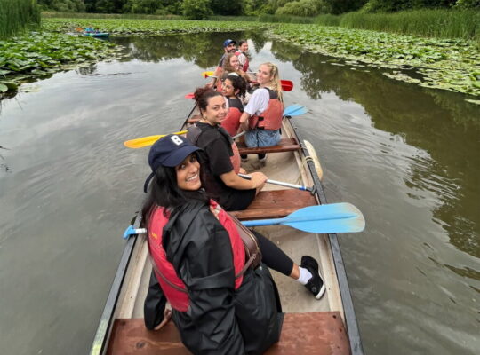 Students group kayaking
